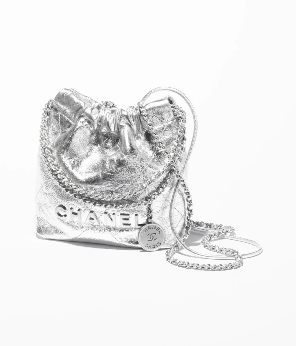 CHANEL 22 Mini Handbag Metallic Calfskin & Silver-Tone Metal 1