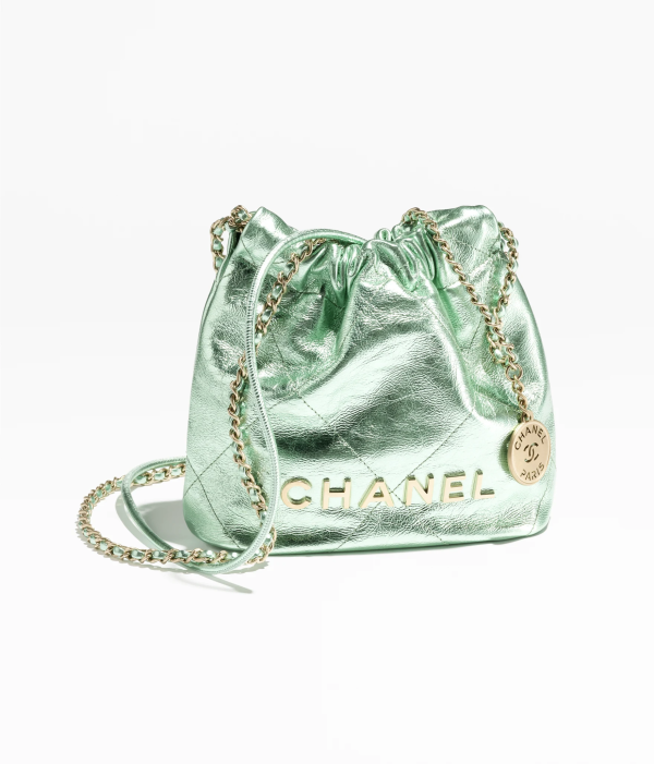 CHANEL 22 Mini Handbag Metallic Calfskin & Silver-Tone Metal 2