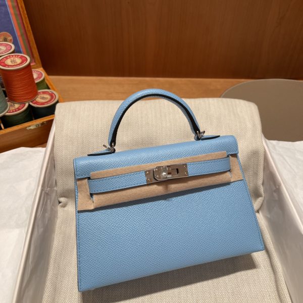 Hermès Kelly Sellier 20 Celeste Togo Leather Palladium Hardware
