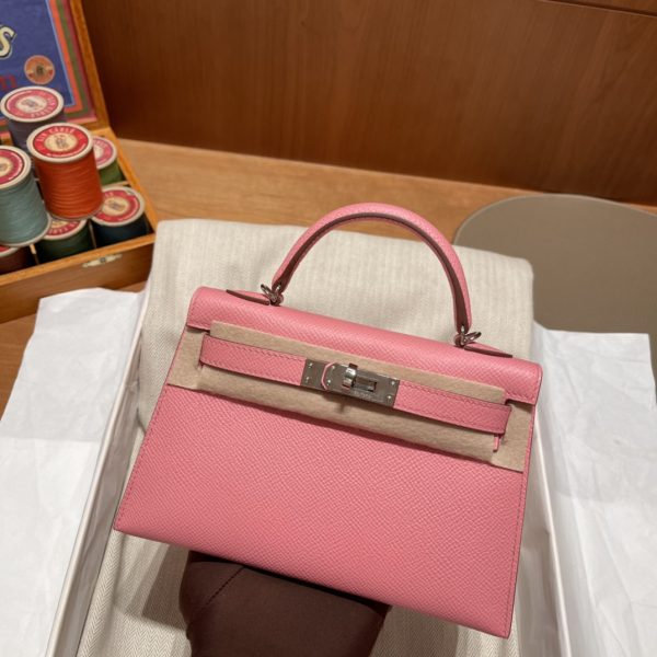 Hermès Kelly Sellier 20 Rose Confetti Epsom Leather Palladium Hardware