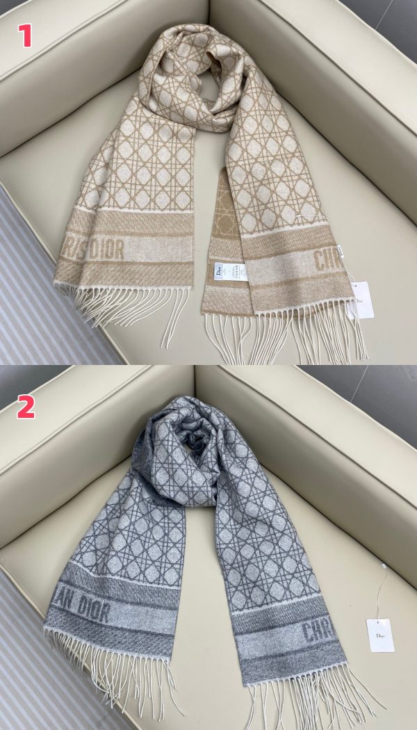 Dior Cannage scarf 220x45cm 67% cashmere 43% virgin wool